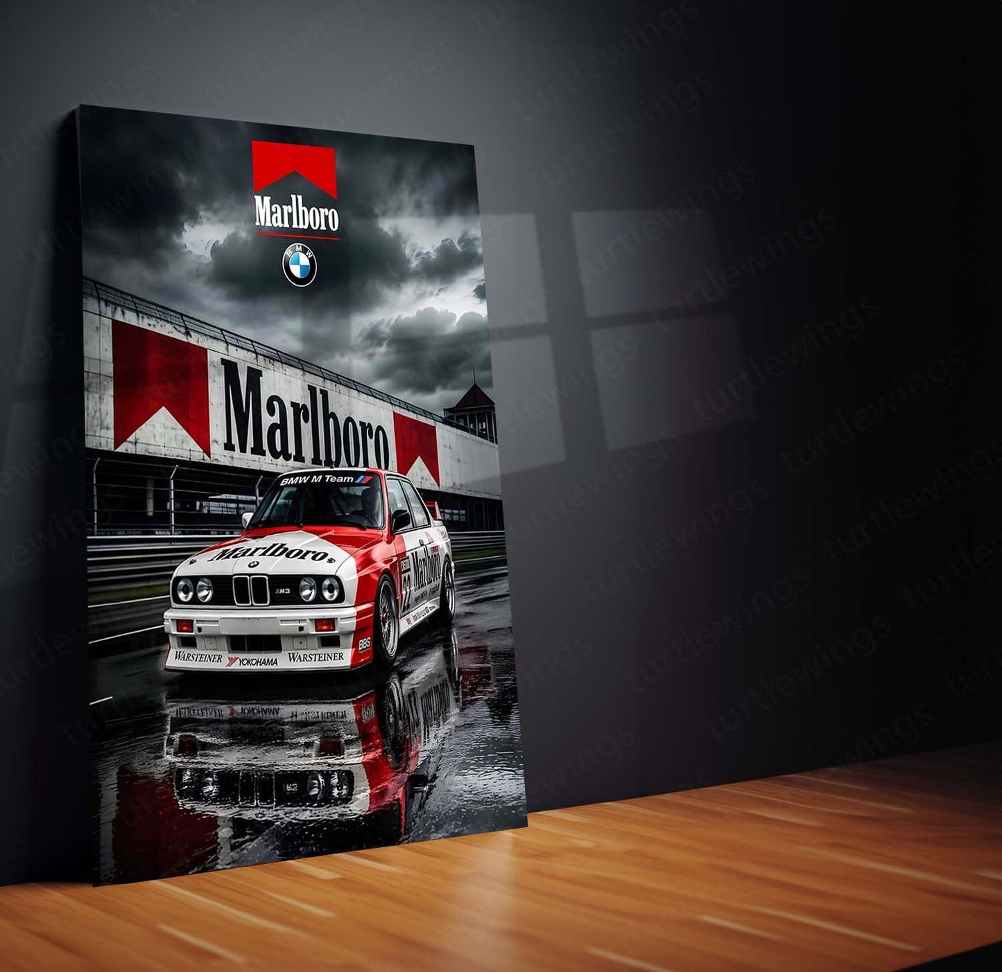 BMW E30 Marlboro Racing Livery Metal Poster | Classic Motorsport Wall Art