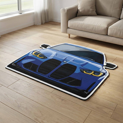 BMW M4 G82 Front Cutout Soft Flat Rug | Anti-Slip Washable Rubber Floor Mat for Bedroom, Living Room & Gaming Room