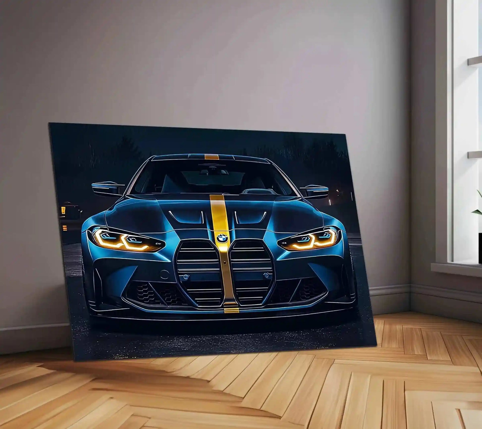 BMW Racing Neon LED Metal Poster â Motorsport-Inspired Wall Art for Speed Enthusiasts - TURTLEWINGS