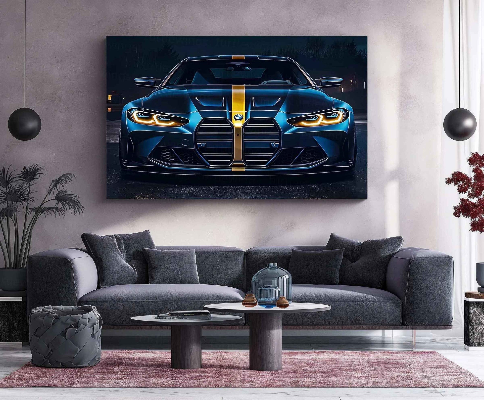 BMW Racing Neon LED Metal Poster â Motorsport-Inspired Wall Art for Speed Enthusiasts - TURTLEWINGS
