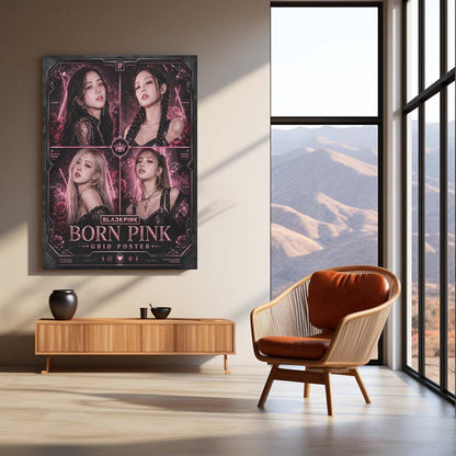 BLACKPINK – Born Pink Grid Poster | K-Pop Girl Group Metal Frame | Premium BLACKPINK Wall Art by TurtleWings