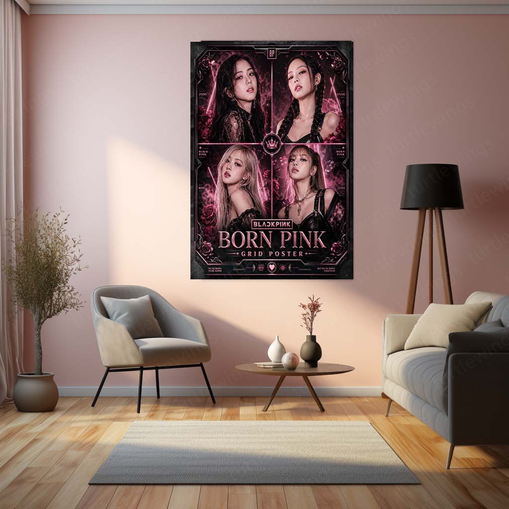 BLACKPINK – Born Pink Grid Poster | K-Pop Girl Group Metal Frame | Premium BLACKPINK Wall Art by TurtleWings