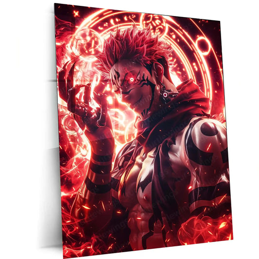 Anime Metal Poster | Ryomen Sukuna Metal Poster | Jujutsu Kaisen Villain Wall Art | Cursed Energy Decor - TURTLEWINGS