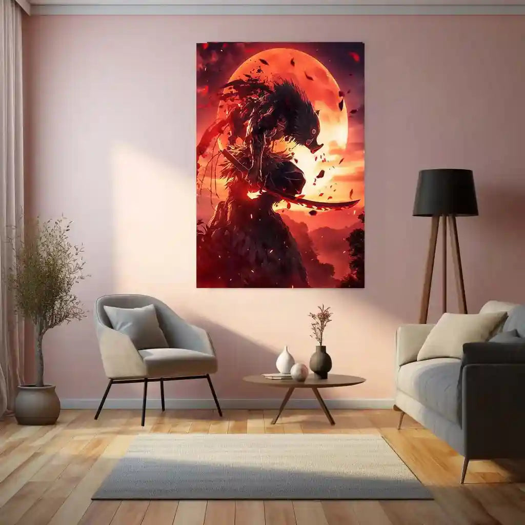 Anime Metal Poster | Inosuke Hashibira Metal Poster | Demon Slayer Wall Art | Beast Breathing Warrior Decor - TURTLEWINGS