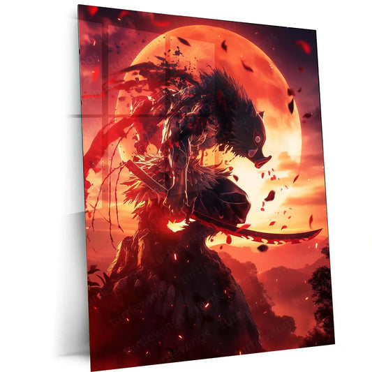 Anime Metal Poster | Inosuke Hashibira Metal Poster | Demon Slayer Wall Art | Beast Breathing Warrior Decor - TURTLEWINGS