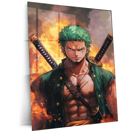 Anime Metal Poster | Roronoa Zoro Metal Poster | One Piece Wall Art | Three-Sword Style Decor - TURTLEWINGS