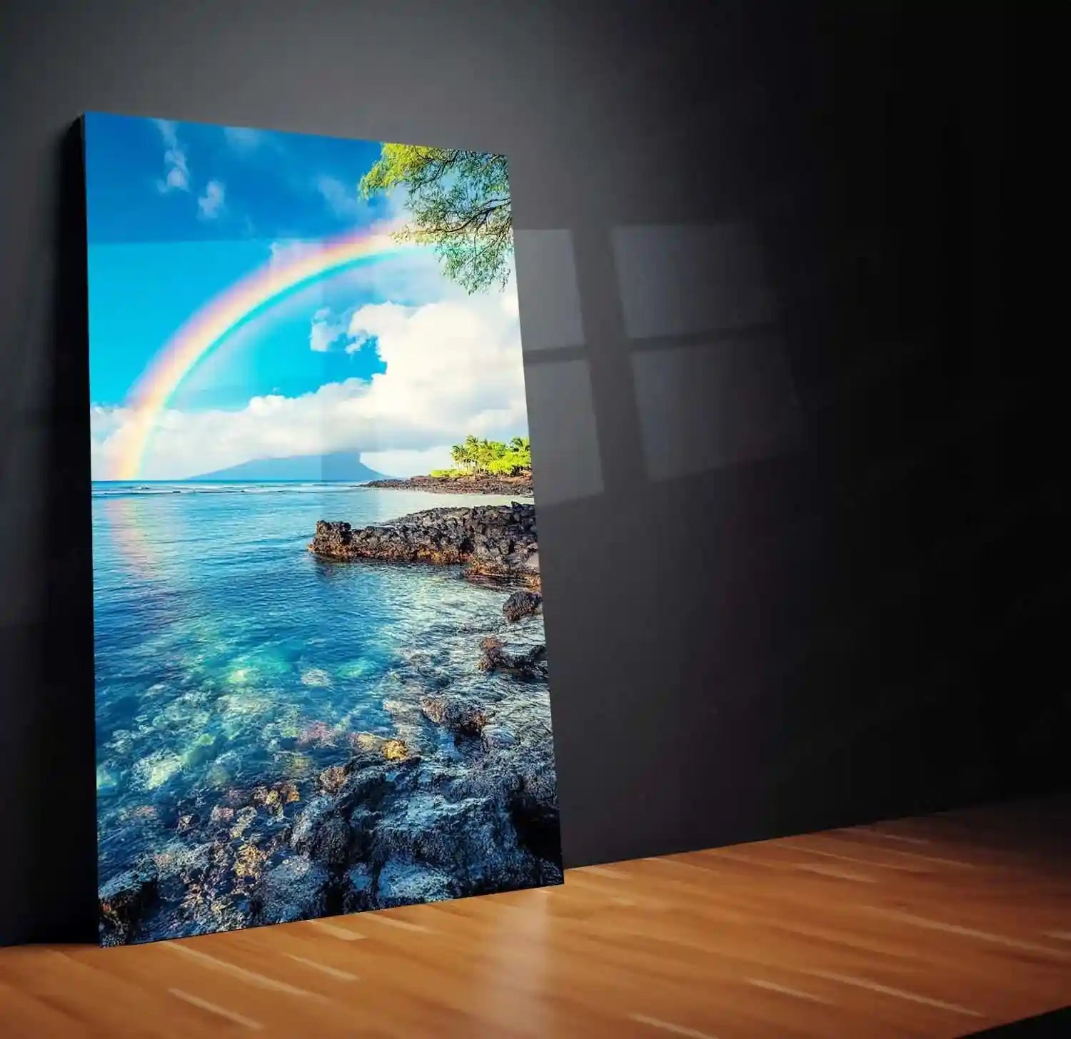 Rainbow Over Water Metal Poster | Serene Nature Wall Art | Peaceful Decor - TURTLEWINGS