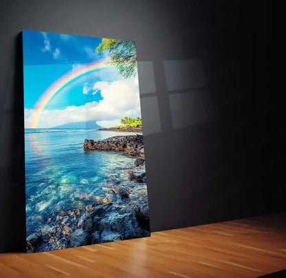 Rainbow Over Water Metal Poster | Serene Nature Wall Art | Peaceful Decor - TURTLEWINGS