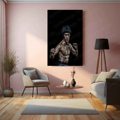 Bruce Lee Metal Poster | Martial Arts Legend Wall Art | Inspirational Kung Fu Decor - TURTLEWINGS