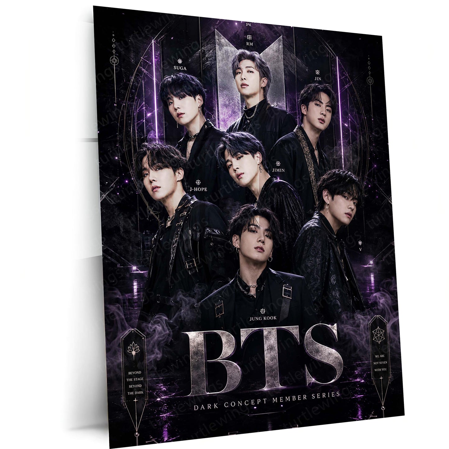 BTS – Dark Concept Member Series | K-Pop Group Metal Frame | Premium BTS Wall Art by TurtleWings