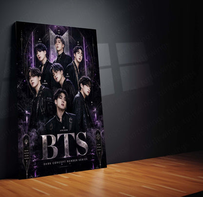 BTS – Dark Concept Member Series | K-Pop Group Metal Frame | Premium BTS Wall Art by TurtleWings