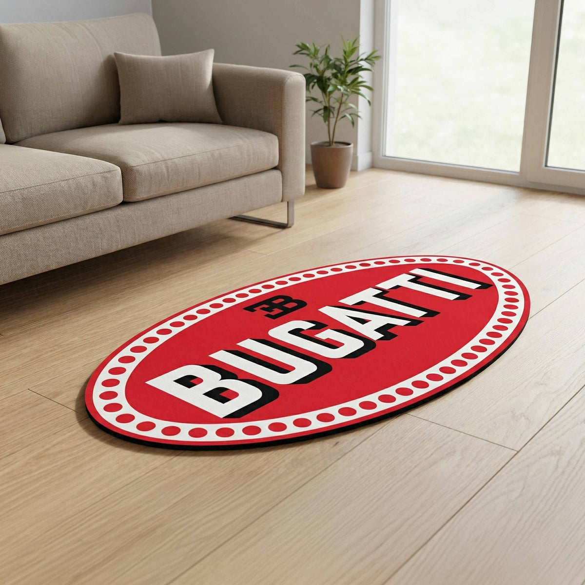 Bugatti Inspired Automotive Floor Mat (3 mm Thick) | Hypercar Logo Style Mat for Car Lovers, Garage Décor & Speed Enthusiasts