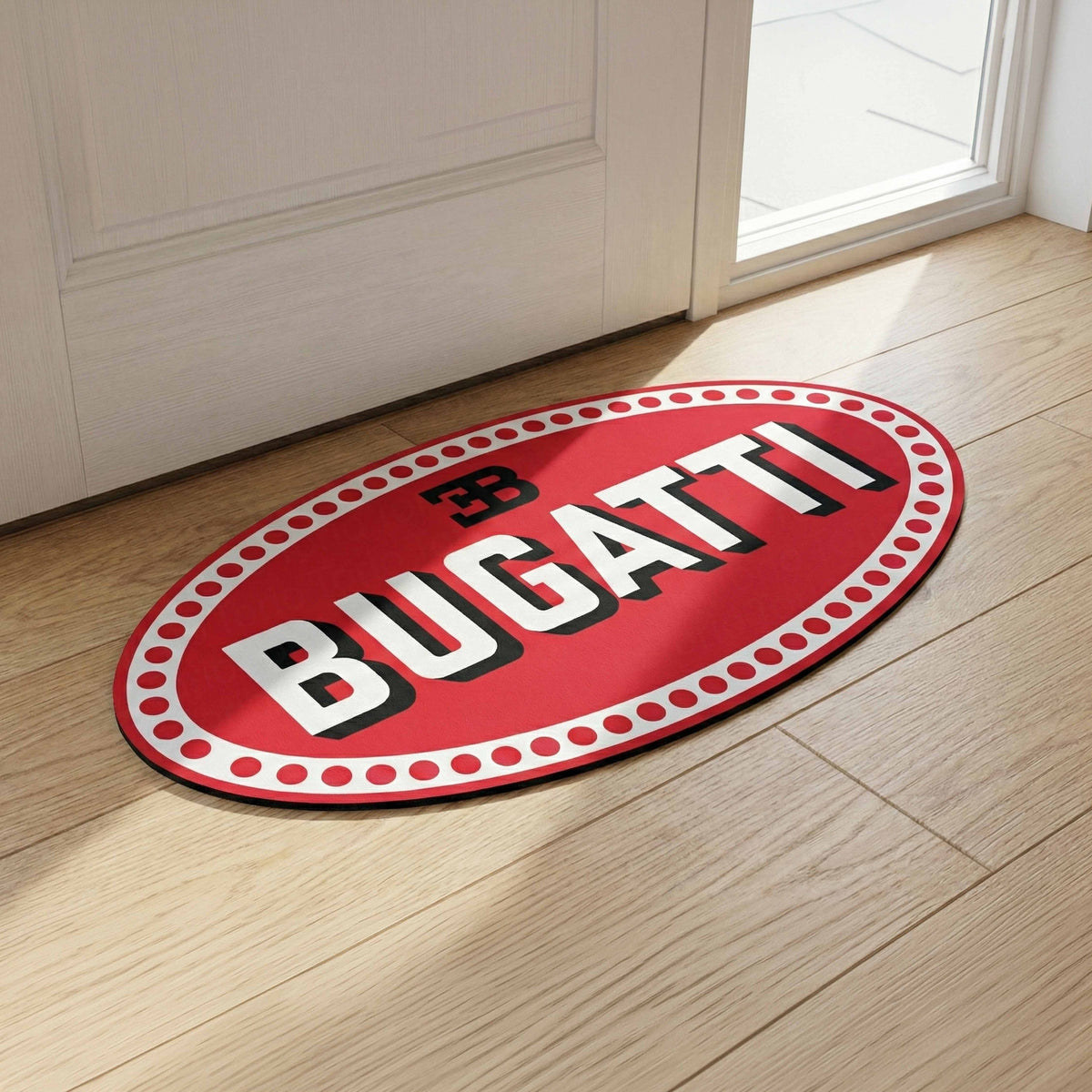 Bugatti Inspired Automotive Floor Mat (3 mm Thick) | Hypercar Logo Style Mat for Car Lovers, Garage Décor & Speed Enthusiasts
