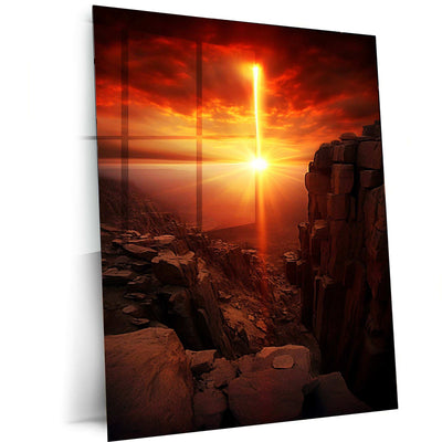 Sun Nature Art Metal Poster | Vibrant Sunset & Sunrise Wall Decor | Abstract Landscape Print - TURTLEWINGS