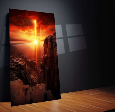 Sun Nature Art Metal Poster | Vibrant Sunset & Sunrise Wall Decor | Abstract Landscape Print - TURTLEWINGS