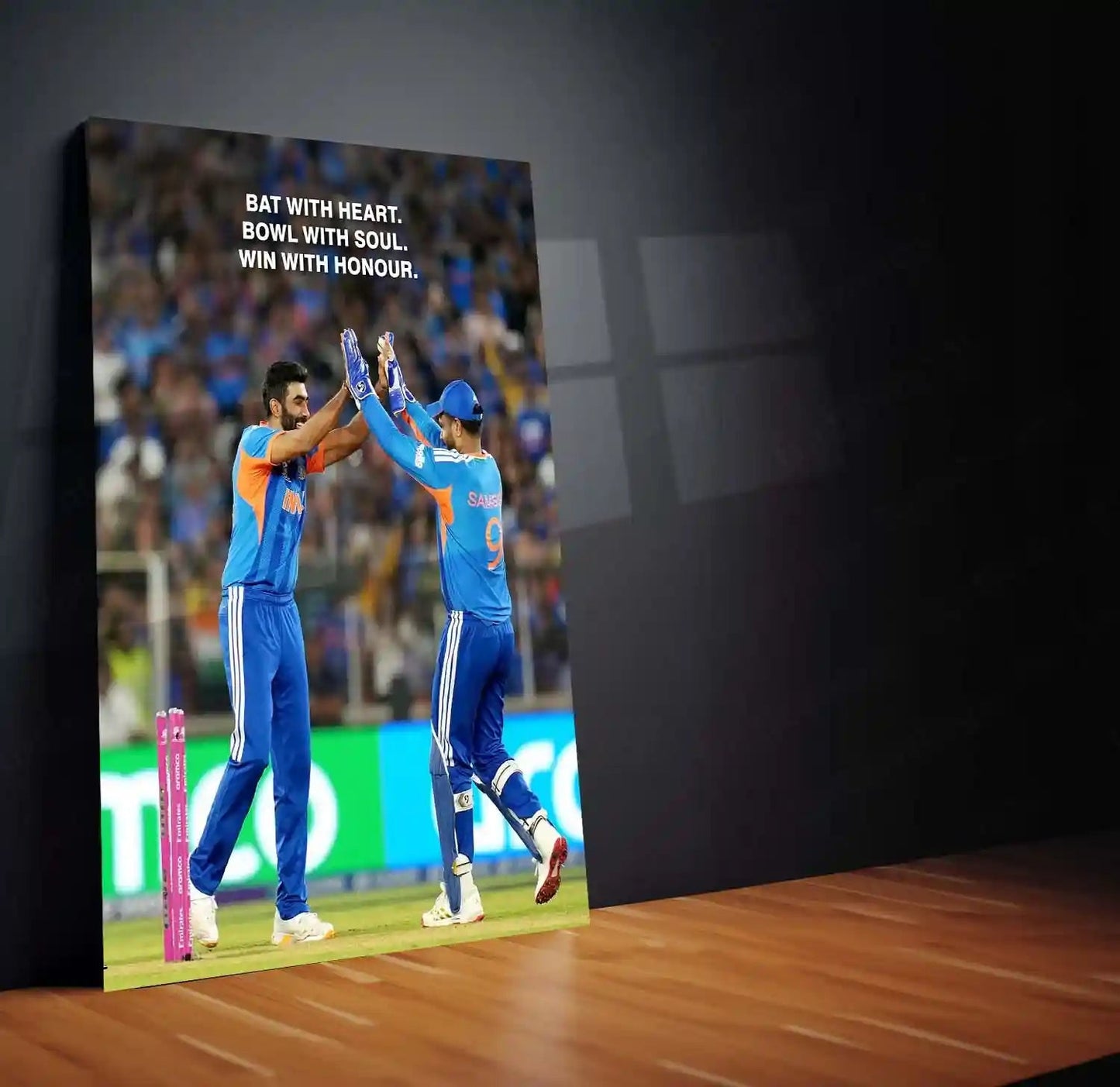 Cricket Metal Frame | Jasprit Bumrah & Sanju Samson – Bat With Heart, Bowl With Soul, Win With Honour | ICC Men's T20 World Cup 2026 Metal Frame - TURTLEWINGS 