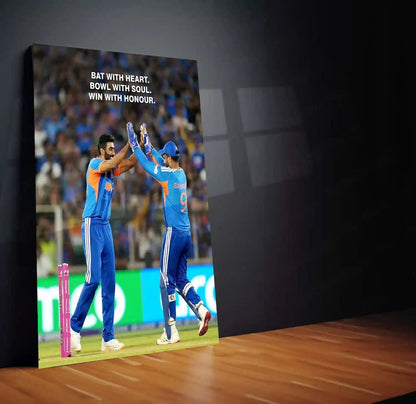 Cricket Metal Frame | Jasprit Bumrah & Sanju Samson – Bat With Heart, Bowl With Soul, Win With Honour | ICC Men's T20 World Cup 2026 Metal Frame - TURTLEWINGS 