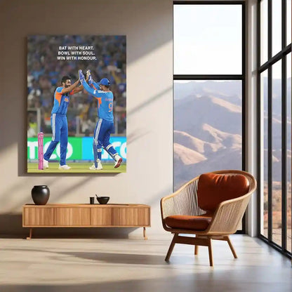 Cricket Metal Frame | Jasprit Bumrah & Sanju Samson – Bat With Heart, Bowl With Soul, Win With Honour | ICC Men's T20 World Cup 2026 Metal Frame - TURTLEWINGS 