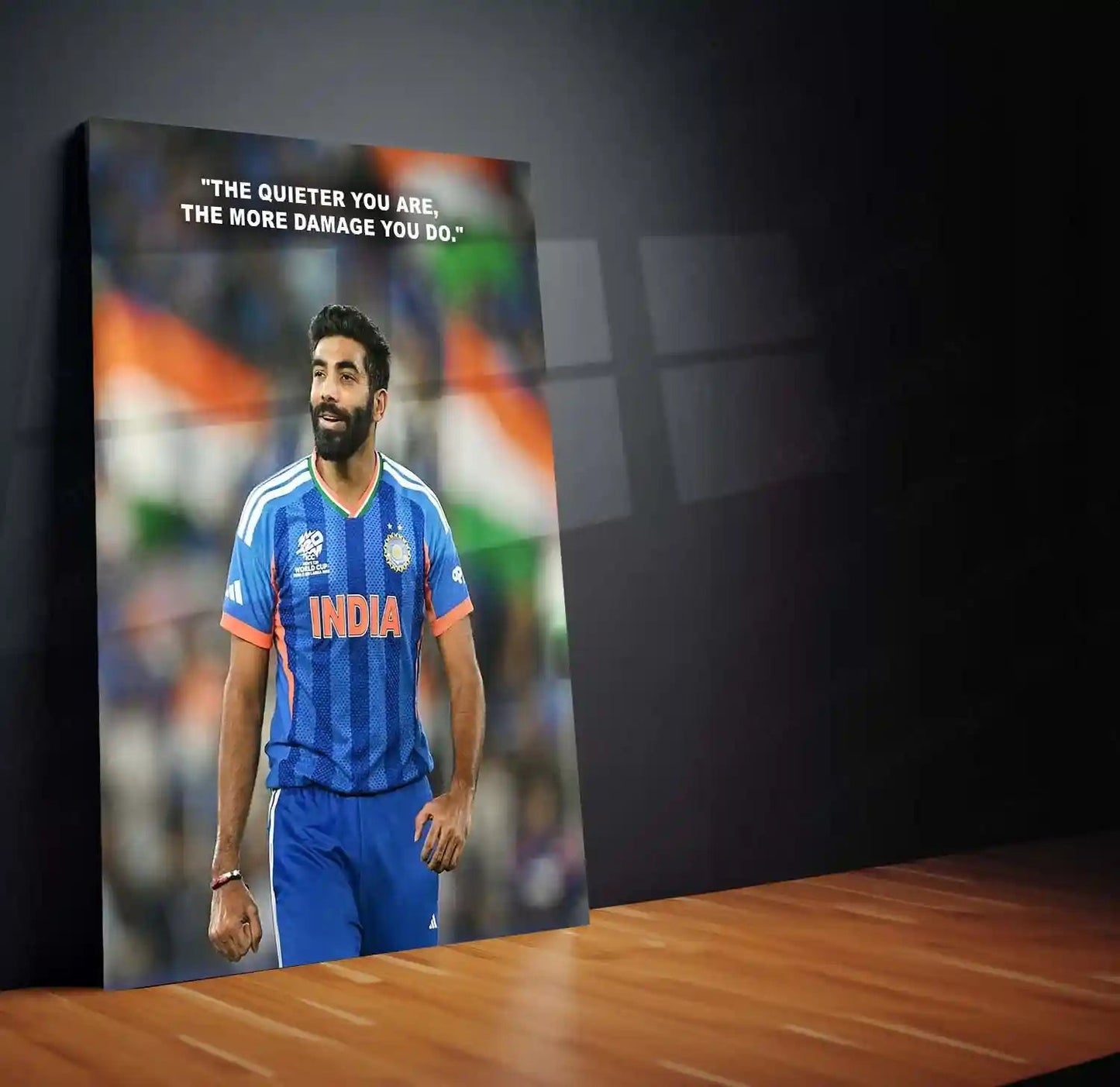 Cricket Metal Frame | Jasprit Bumrah – The Quieter You Are, The More Damage You Do | ICC Men's T20 World Cup 2026 Metal Frame - TURTLEWINGS 