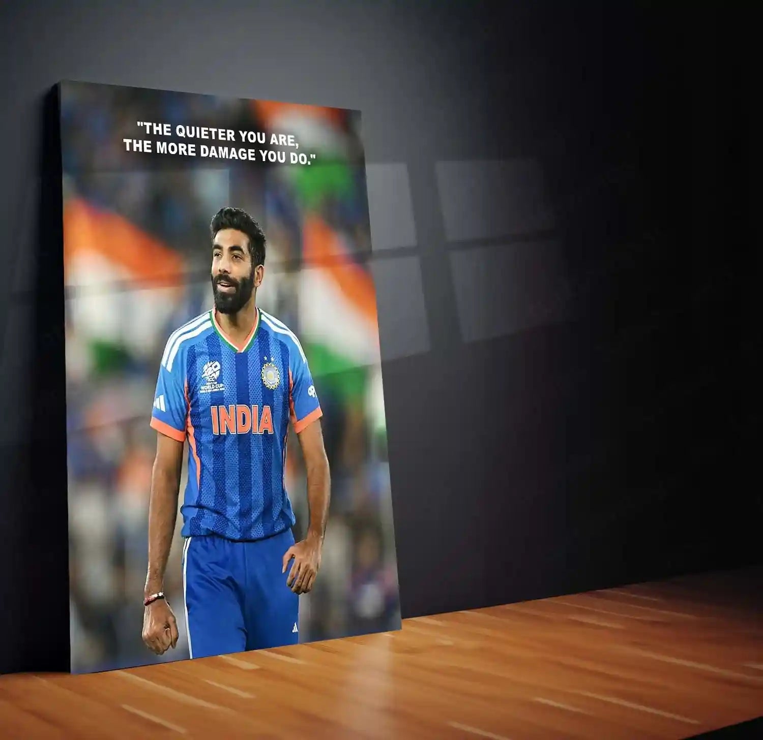 Cricket Metal Frame | Jasprit Bumrah – The Quieter You Are, The More Damage You Do | ICC Men's T20 World Cup 2026 Metal Frame - TURTLEWINGS 