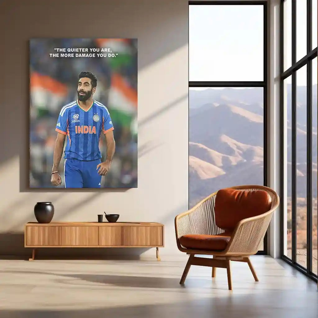 Cricket Metal Frame | Jasprit Bumrah – The Quieter You Are, The More Damage You Do | ICC Men's T20 World Cup 2026 Metal Frame - TURTLEWINGS 