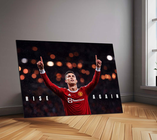 Cristiano Ronaldo – Rise Again Metal Poster CR7 Comeback Mentality Wall Art | Football Resilience Motivation Metal Frame