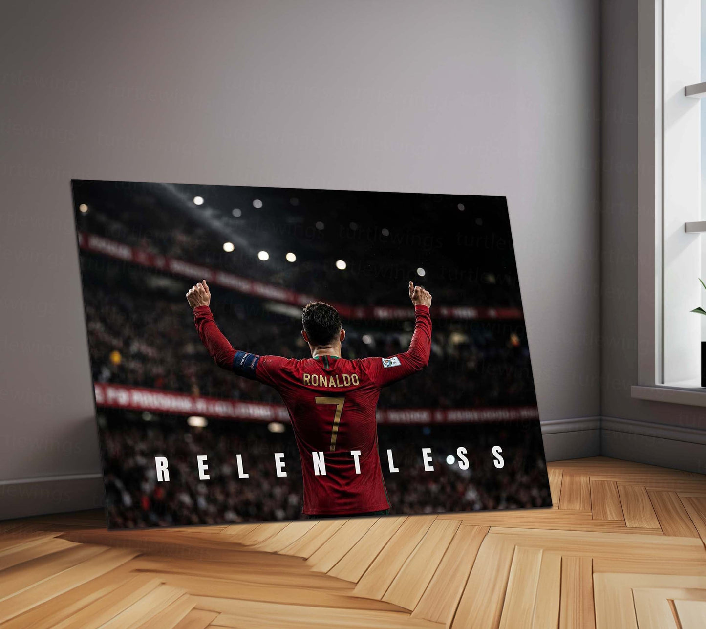 Cristiano Ronaldo – Relentless Metal Poster CR7 Champion Mindset Wall Art | Football Motivation Metal Frame