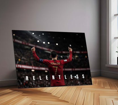 Cristiano Ronaldo – Relentless Metal Poster CR7 Champion Mindset Wall Art | Football Motivation Metal Frame