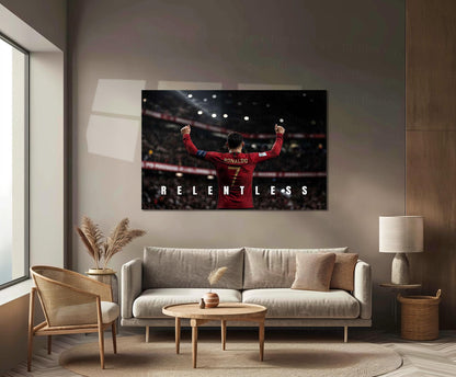Cristiano Ronaldo – Relentless Metal Poster CR7 Champion Mindset Wall Art | Football Motivation Metal Frame
