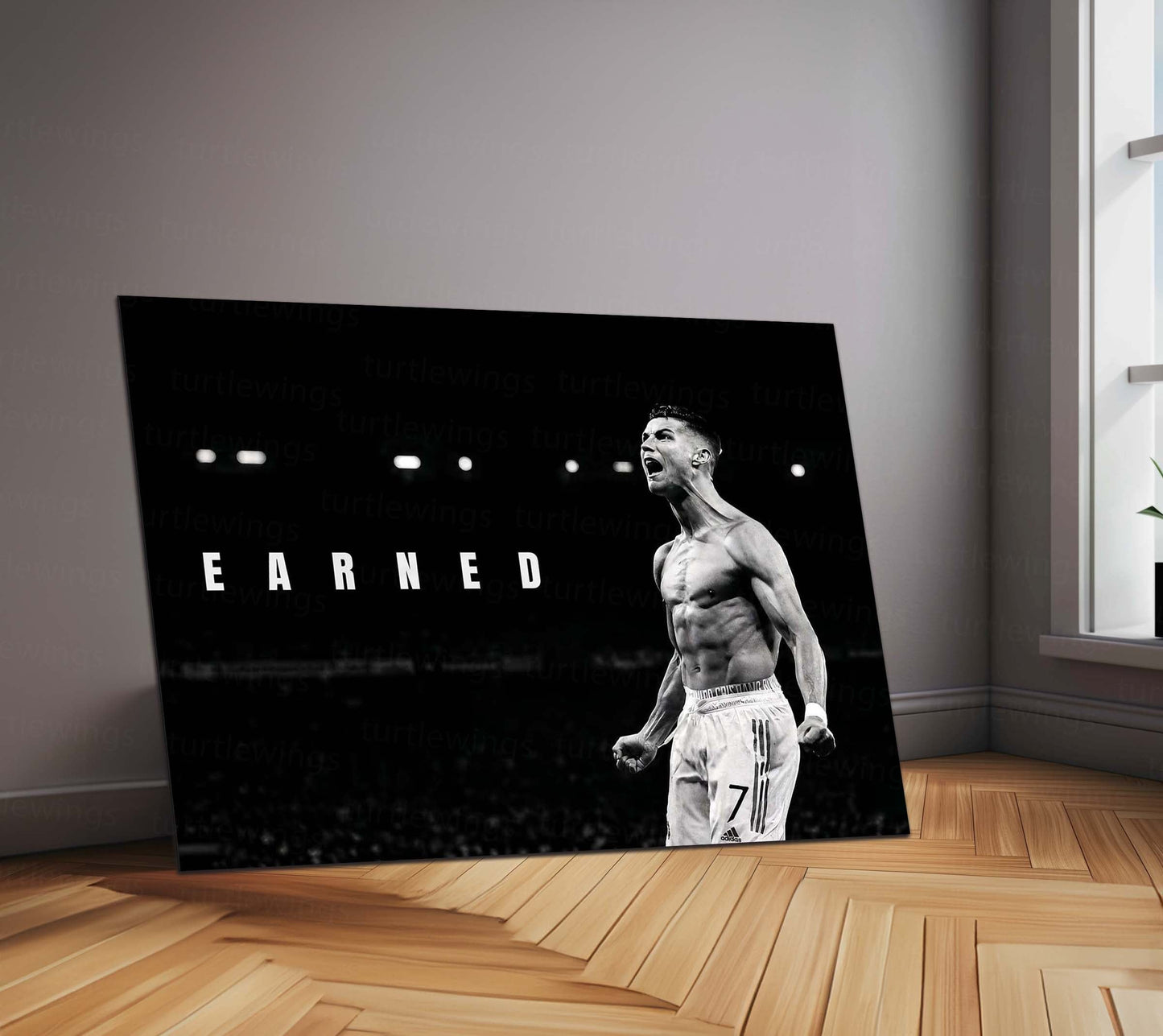 Cristiano Ronaldo – Earned Metal Poster CR7 Legacy Wall Art | Football Discipline Motivation Metal Frame
