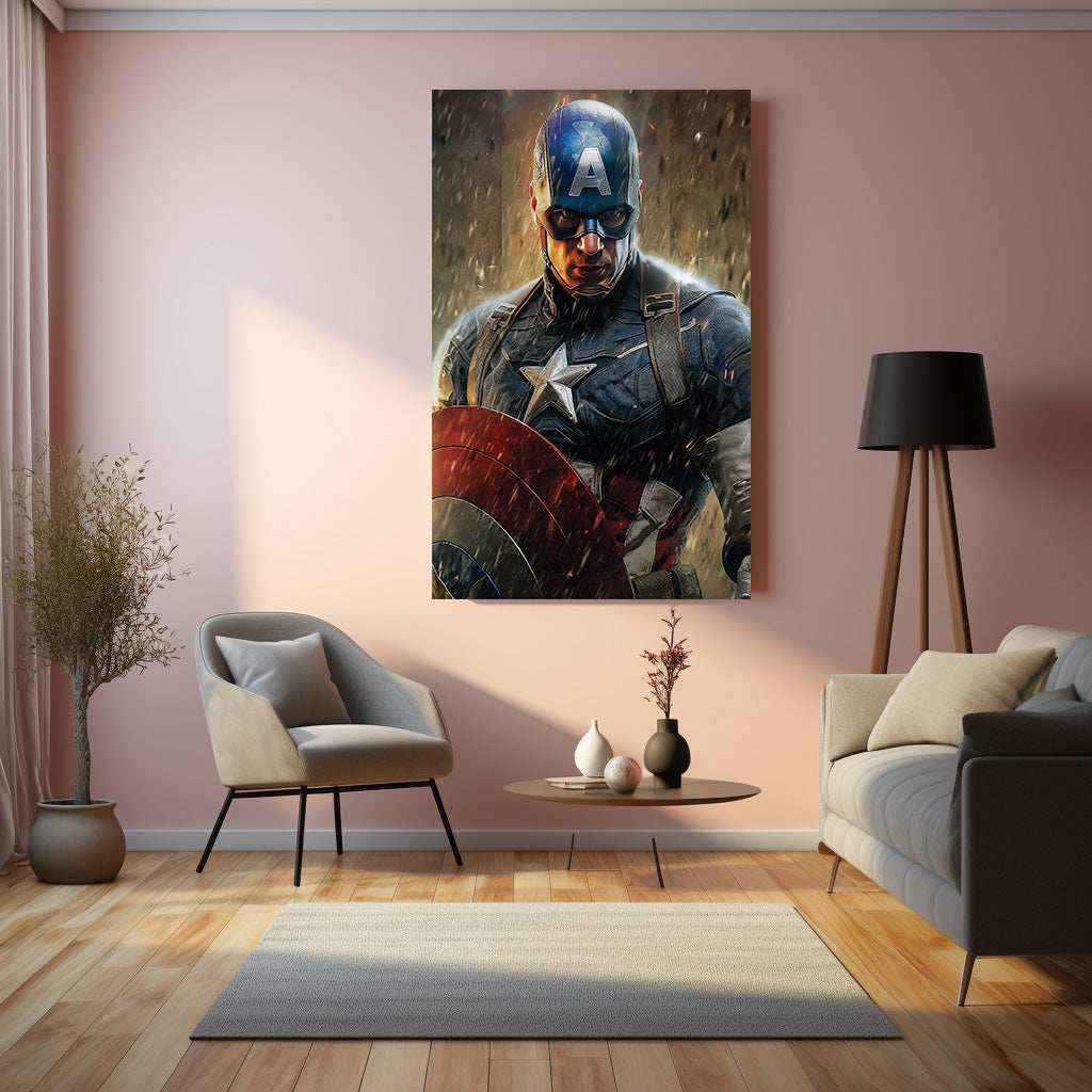 Captain America Metal Poster | Marvel Superhero Wall Art | Vibrant Comic-Inspired Decor - TURTLEWINGS