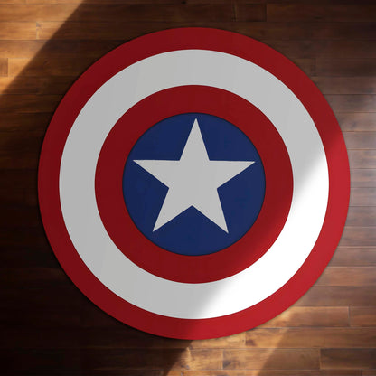 Captain America Shield Round Floor Mat (3 mm Thick) | Superhero Circular Area Mat for Bedroom & Gaming Room