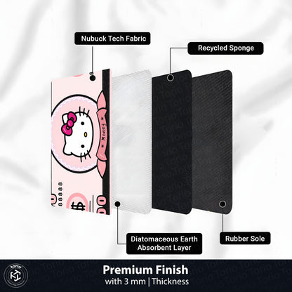 Hello Kitty Money Note Flat Rug | Cute Pink Currency-Inspired Bedroom Flat Rug for Kawaii Room & Gaming Decor