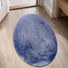 Blue Fingerprint Shape Flat Rug | Minimal Abstract Oval Area Flat Rug | Modern Biometric Line Art Flat Rug for Living Room, Bedroom & Office