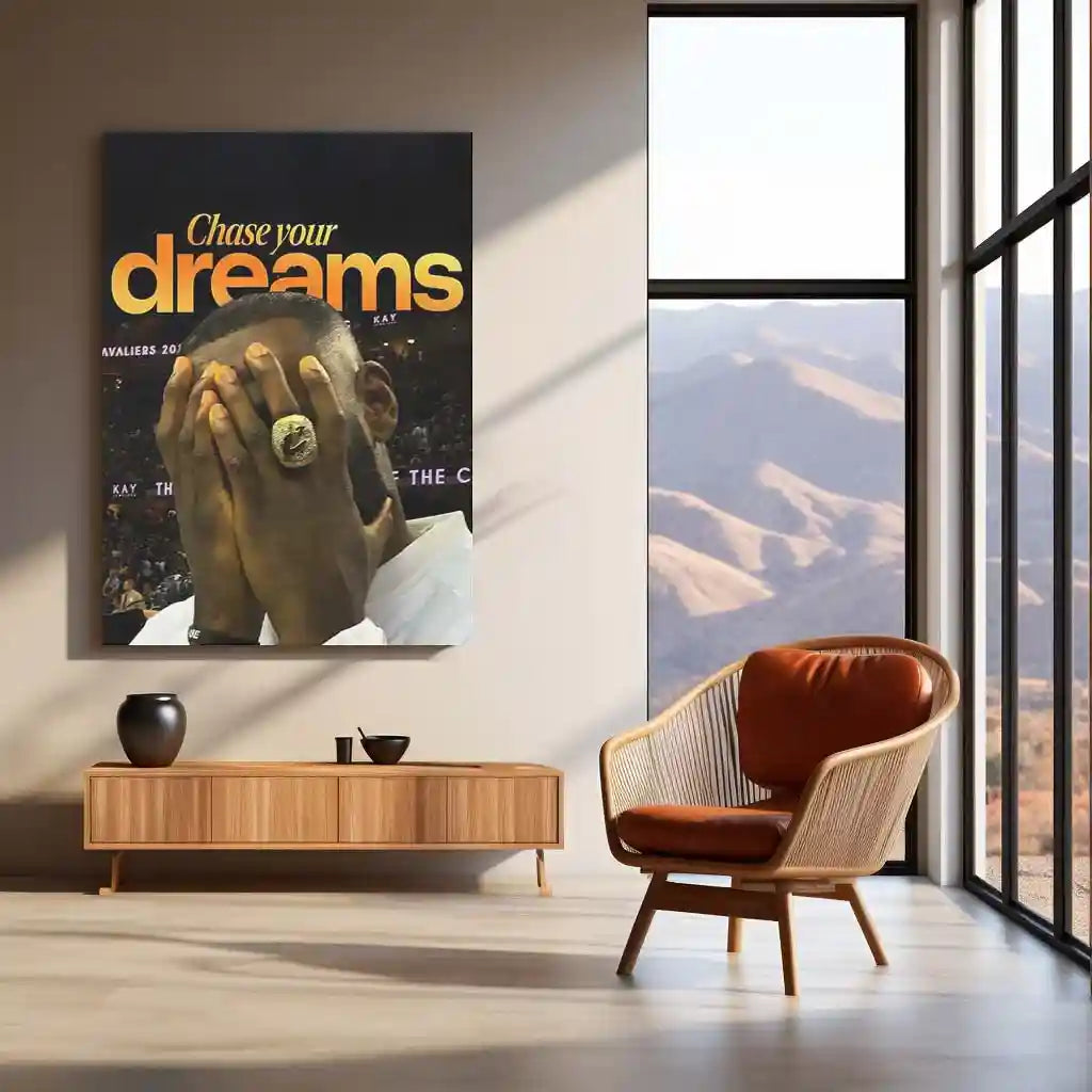 Quote Metal Poster | LeBron James – Chase Your Dreams Metal Frame Greatness Through Perseverance Basketball Wall Art | Champion Mindset Quote Metal Poster - TURTLEWINGS