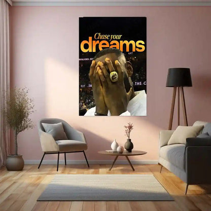 Quote Metal Poster | LeBron James – Chase Your Dreams Metal Frame Greatness Through Perseverance Basketball Wall Art | Champion Mindset Quote Metal Poster - TURTLEWINGS