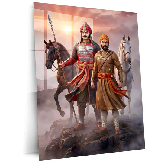 Chhatrapati Shivaji Maharaj & Maharana Pratap Metal Frame | ndian Valor & Rajput–Maratha Pride Wall Art - TURTLEWINGS