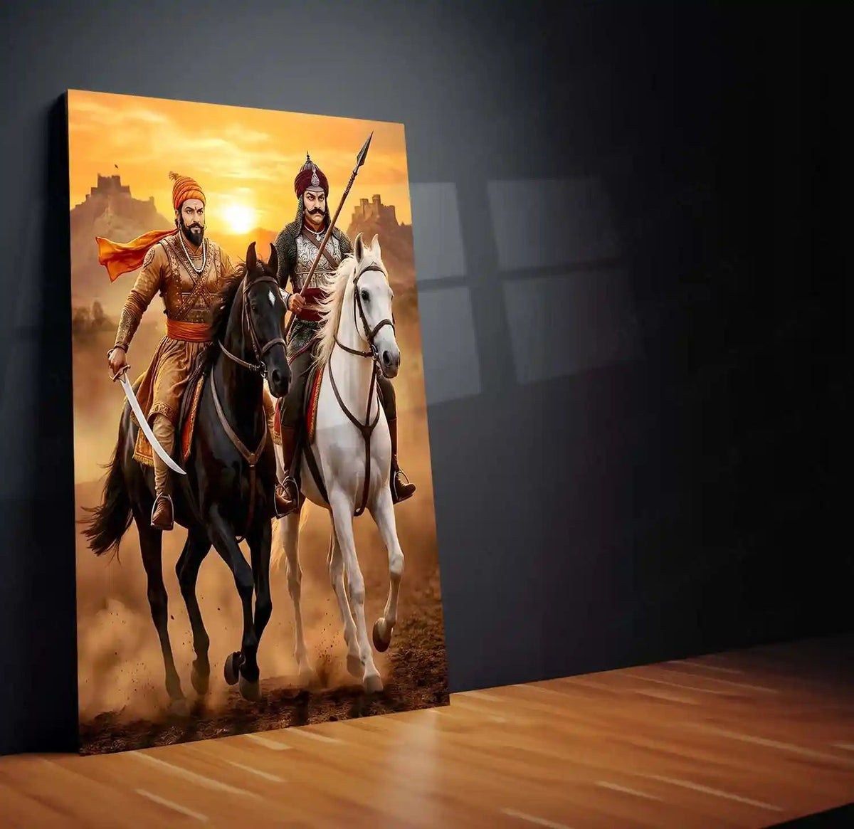 Chhatrapati Shivaji Maharaj & Maharana Pratap Metal Frame | ndian Valor & Rajput–Maratha Pride Wall Art 01 - TURTLEWINGS