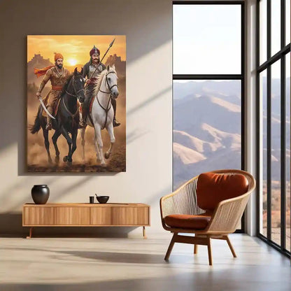 Chhatrapati Shivaji Maharaj & Maharana Pratap Metal Frame | ndian Valor & Rajput–Maratha Pride Wall Art 01 - TURTLEWINGS