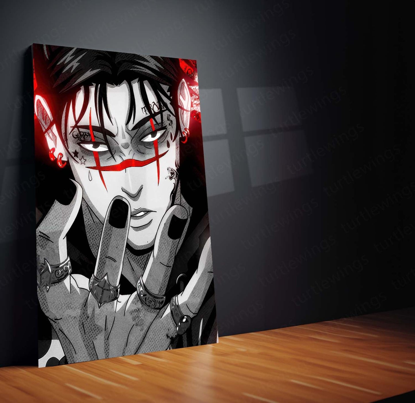 Anime Metal Poster Set of 3 | Choso Red Aesthetic Jujutsu Kaisen Triptych Wall Art
