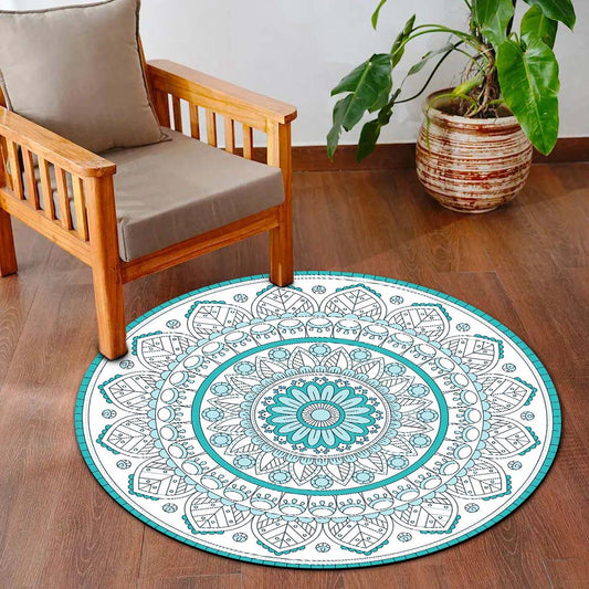 Colorful Mandala Circular Floor Mat (3 mm Thick) | Round Meditation & Aesthetic Flat Rug for Living Room, Bedroom, Yoga Space & Modern Home Decor
