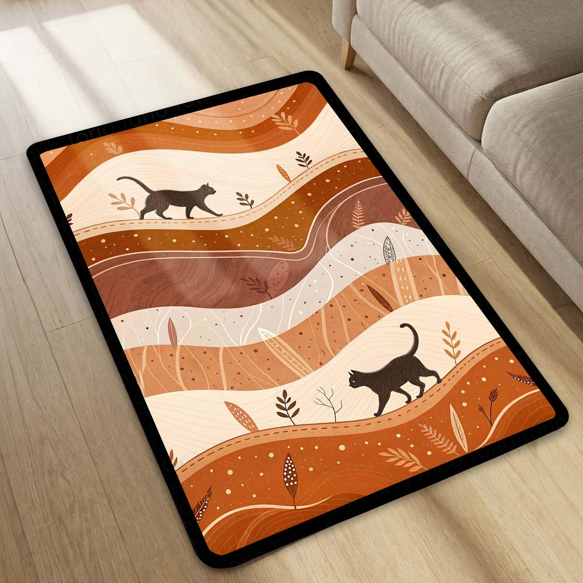 Torio Cosmic Night Cat Area Flat Rug | Galaxy & Nebula Theme Floor Mat | Celestial Art Flat Rug for Gaming Room, Bedroom & Kids Decor