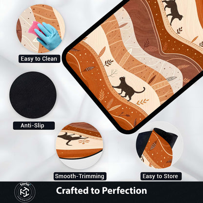 Torio Cosmic Night Cat Area Flat Rug | Galaxy & Nebula Theme Floor Mat | Celestial Art Flat Rug for Gaming Room, Bedroom & Kids Decor