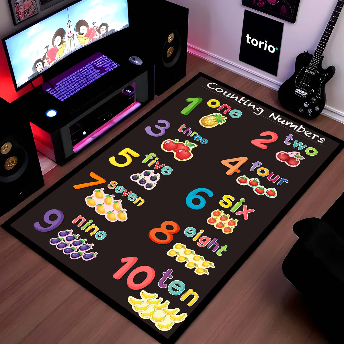 Kids Counting Numbers Learning Rubber Floor Mat (3 mm Thick) | 1 to 10 Educational Play Mat for Toddlers, Preschool & Nursery Room