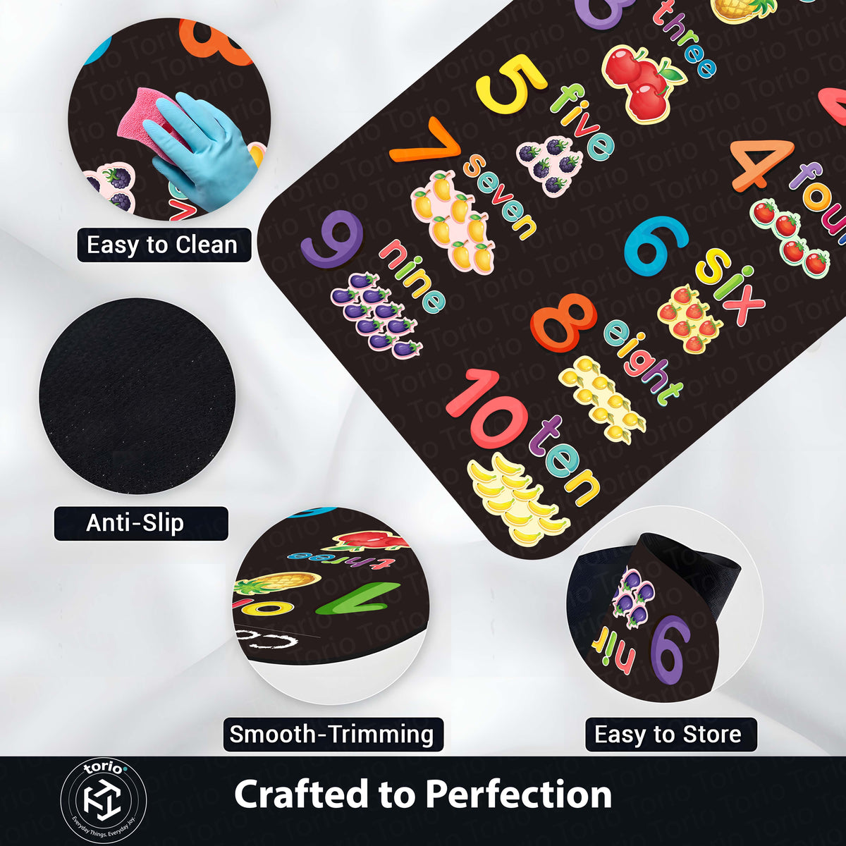 Kids Counting Numbers Learning Rubber Floor Mat (3 mm Thick) | 1 to 10 Educational Play Mat for Toddlers, Preschool & Nursery Room