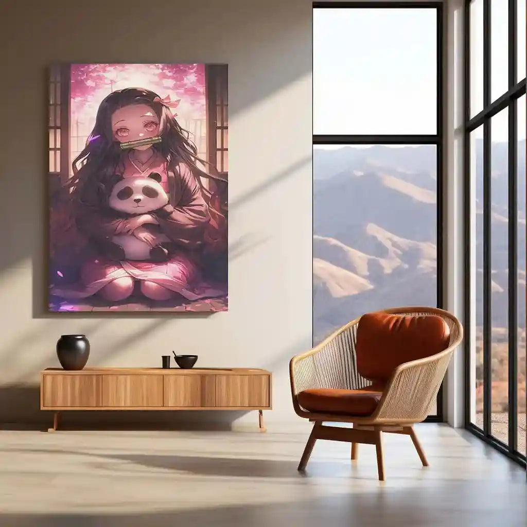 Anime Metal Poster | Nezuko Kamado Metal Poster | Demon Slayer Wall Art | Anime Girl Aesthetic Decor - TURTLEWINGS