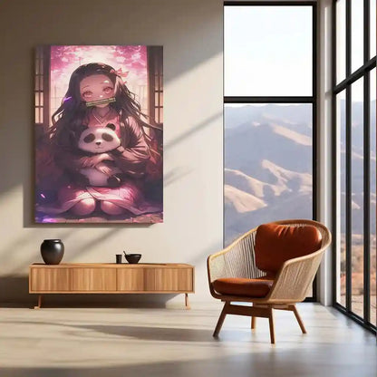 Anime Metal Poster | Nezuko Kamado Metal Poster | Demon Slayer Wall Art | Anime Girl Aesthetic Decor - TURTLEWINGS