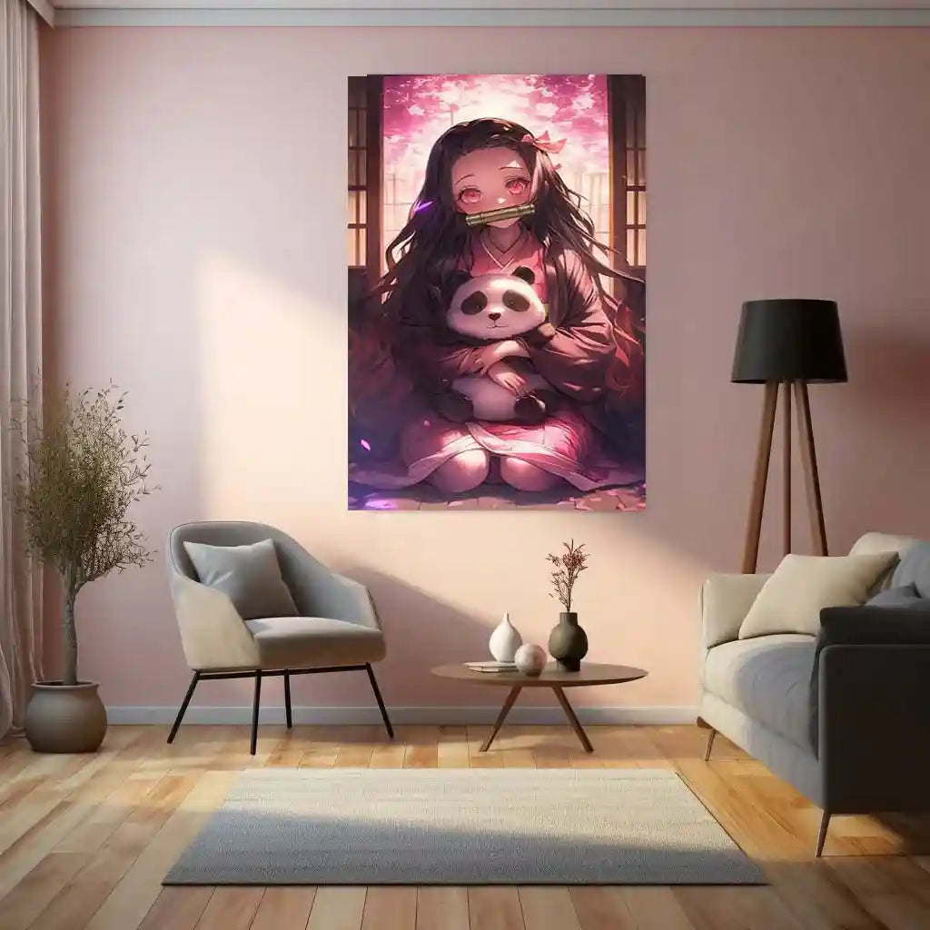 Anime Metal Poster | Nezuko Kamado Metal Poster | Demon Slayer Wall Art | Anime Girl Aesthetic Decor - TURTLEWINGS