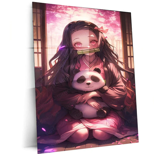 Anime Metal Poster | Nezuko Kamado Metal Poster | Demon Slayer Wall Art | Anime Girl Aesthetic Decor - TURTLEWINGS