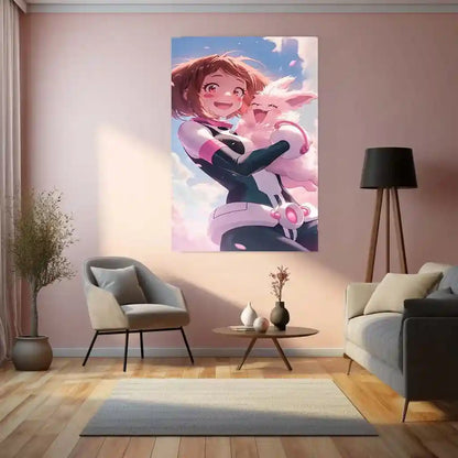 Anime Metal Poster | Ochaco Uraraka Metal Poster | My Hero Academia Wall Art | Zero Gravity Aesthetic Decor - TURTLEWINGS